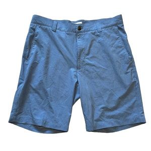 Peter Millar Mens Shackleford Performance Hybrid Blue Plaid Short - Size 32